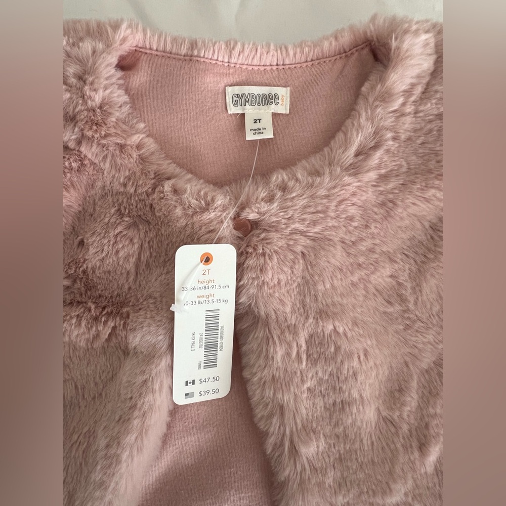 Gymboree Girls faux fur vest - dusty pink - Picture 3 of 3